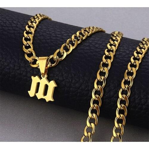 5mm Cuban Link Chain Hip Hop Jewelry Custom Name Letters Necklaces Stainless Steel Charms For Men Women Nameplate Pendants