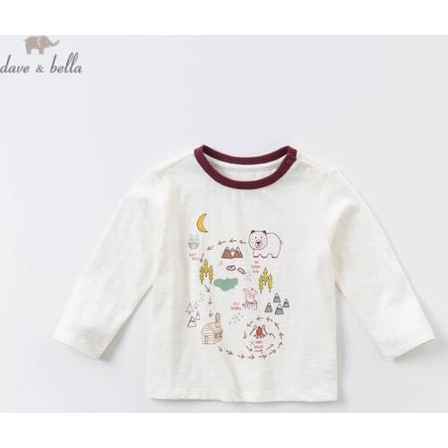 DBA14627 dave bella autumn baby boys handsome cartooon print T-shirt children tops boys fashion kids fashion tees