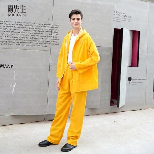 Rain Mr. PVC Applique Leather Adult Raincoat Set Breathable Two-Piece Labor Safety Raincoat Set Factory Direct