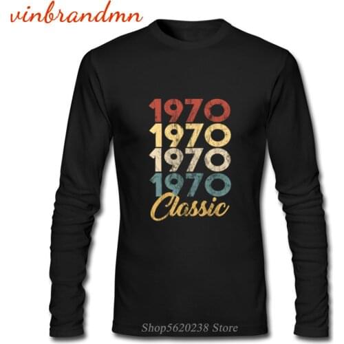 Retro Printed T Shirts 1970 Classic Vintage Men Long Sleeve T-shirt Casual 1970 Graphic Soft Cotton Multi-size Fashion Male Tops