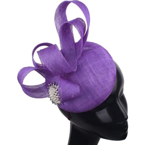 Nice Sinamay 4-Layer Wedding Fascinator Hat Headband Hoop Fashion Headwear For Women Ladies Gorgeous Chapeau Cap Linen Millinery