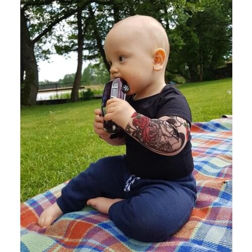 Newborn Infant Baby Boy Tattoo Printed Long Sleeve Patchwork Romper Bodysuit TShirt 2020 Novelty Tattoo Long Sleeve