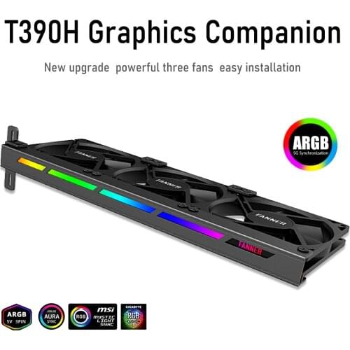 T390 VGA Cooler Dual 90mm fans Desktop Computer Chassis PCI Graphics Card Fans Partner Motherboard synchronous color mixing