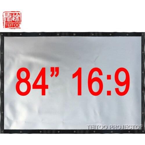 84" 16:9 Metal PVC+Film Fabric Project Professional Silver Screen Curtains for Mutimedia Full HD Video 3D Projectors Home Supply