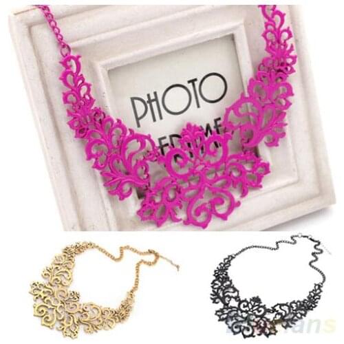 Fashion Women Hollow Bib Choker Statement Vintage necklaces pendants 08DC