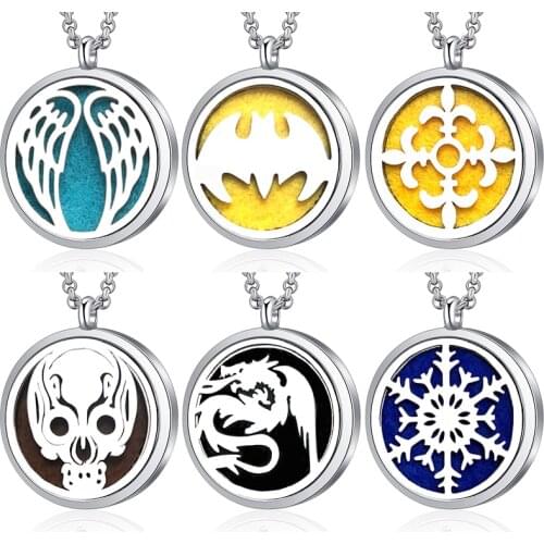 New Aromatherapy Stainless Steel Essential Oil Diffuser Skull Pendant Open Magnetic Perfume Locket Necklace Fashion Jewelry Gift