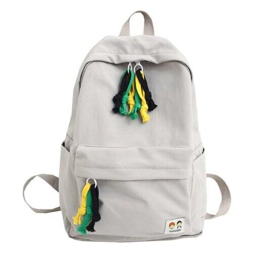 4PCS / LOT Pure Color Canvas Backpack Double Shoulder Bag Middle School Men Women Backpack Rucksack