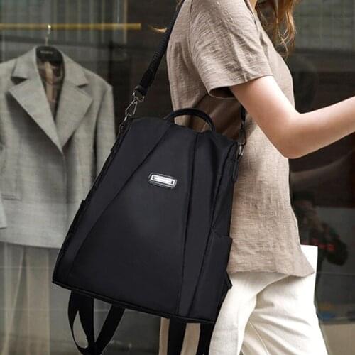 Solid Color Simple Oxford Cloth Bookbag Portable Large Capacity Lady Backpack Elegant Female Multifunctional Travel Rucksack Sac