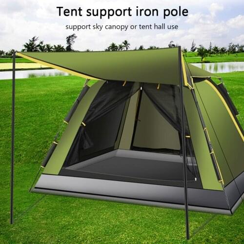 Outdoor Tent Awning Pole 2m Folding Zinc Plated Iron Canopy Rod Travelling Easy Carrying Portable Parts for Camping