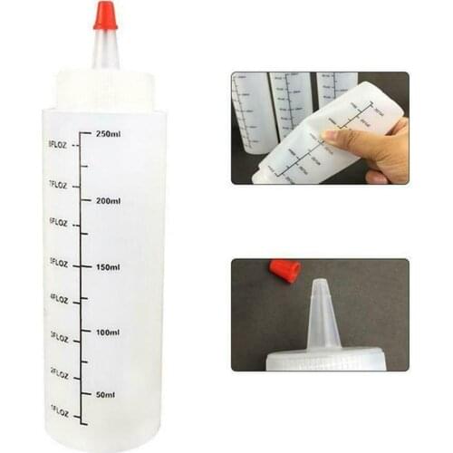 1PC PE Plastic Needle-nosed Scale Squeeze Bottle Cap Squeezable Bottle With Leak-proof 250ml Salad Squeeze Bottle Kitchen Tool