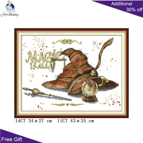 Joy Sunday Magic Props Cross Stitch J469 14CT 11CT Counted and Stamped Home Decor Needlepoint Embroidery Cross Stitch kits