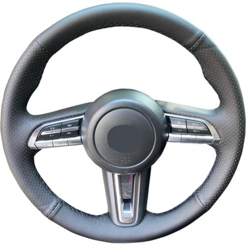 Hand Sewing Car Steering Wheel Cover For Mazda CX-30 CX30 2020 Mazda 3 Axela 2020 Customized Leather Steering Wrap