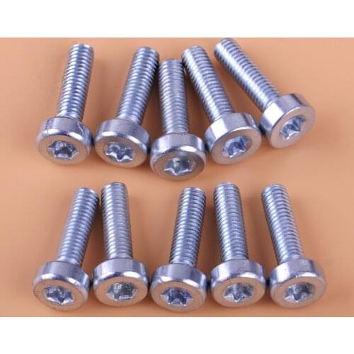 LETAOSK 10pcs Silver Torx Spline Screw Bolt T27 5mmx18mm M5X18 Fit For STIHL Chainsaw 9022 340 1010