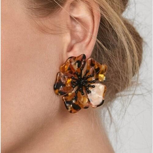 Artificial Flower Stud Earrings Acetate Plant For Women Classic Colorful Earing For Girl Jewelry 2020 New Fashion Halloween Gift