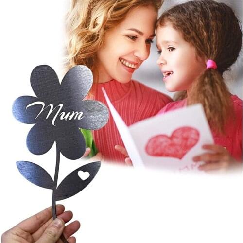 Mothers Day Sculpture Gift Flower/Rose/Heart Shape Decorative Carve Bookmark Artificial Decors for Mom Stainless Steel