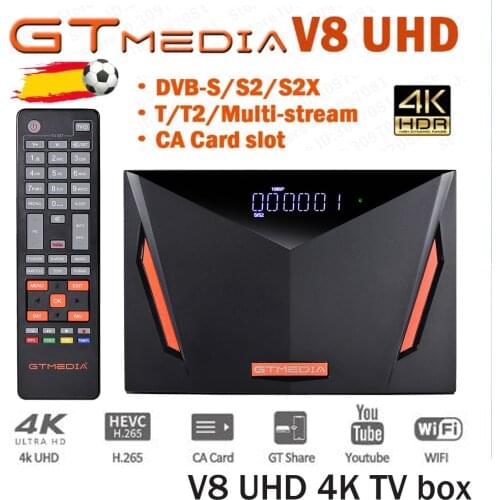 Newest Gtmedia V8 UHD DVB S2 satellite receiver Builtin Wifi Support H.265 DDVB-S/S2/S2X+T/T2/Cable/ATSC-C/ISDBT PK V8X V8 POR2