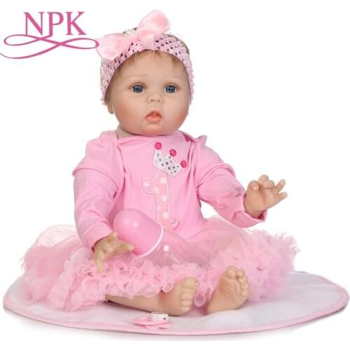 NPK Stylish 22 Inches Real Lifelike Reborn Babies Cloth Body Newborn Princess Girl Dolls Children Birthday Xmas Gift