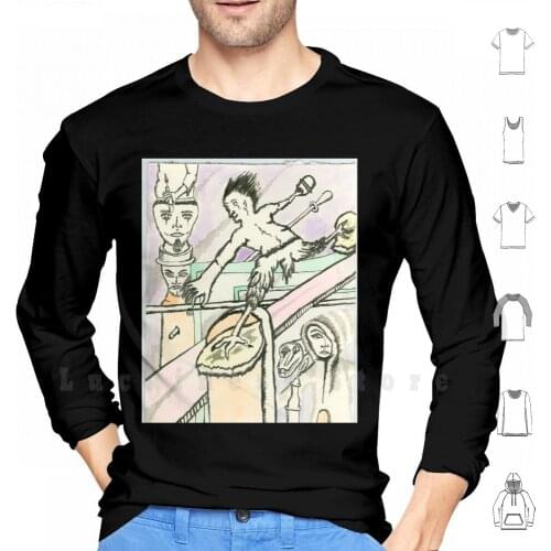 Skating On An Afterthought Hoodie Long Sleeve India Ink Original Surrealistic Skating Afterthought Totem Wormink Face