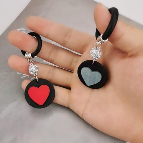 UKEBAY New Heart Rings Wood Jewelry For Women Boho Ring Elasticity Rope Rubber Jewelry Ring Black Rings Birthday Gift Goth Charm