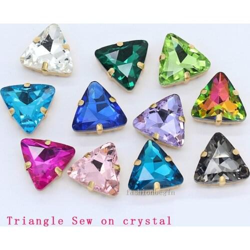 All Sizes Sew On Trigonum Gold Claw Setting Rhinestone Crystal/Diamantes/Clothing/Jewelrys/Wedding Dress Shoes Bags Diy Trims