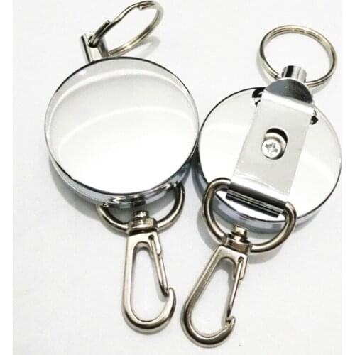 New Retractable Pull Key Ring ID Badge Lanyard Name Tag Card Holder Reel Belt Clip Metal Housing Metal Covers