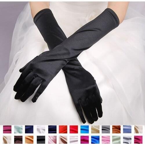 Gloves For Women Bride Multicolour Stretch Satin Long Bridal Gloves Travel Shooting Accessories Photo-elastic Erotic Gloves