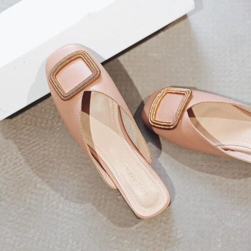 Women Pumps Slippers Slip on Designer Mules Low Heel Casual Shoes Summer Pumps British Wooden Block Heels Footwear