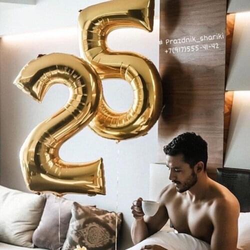 2pcs 40''Gold Silver Number Balloon Aluminum Foil Helium Balloons Birthday Wedding Party Decor Celebration Inflatable Air Baloes