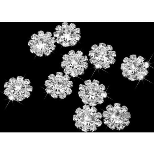 2016New 100Pcs 15mm DIY Round Metal Rhinestone Button for Wedding Embellishment Headband HZ166