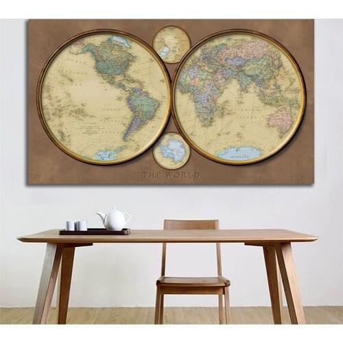 150x225cm Retro Style World Map Non-woven Fun Map Creative Decorative Map For Home Decor