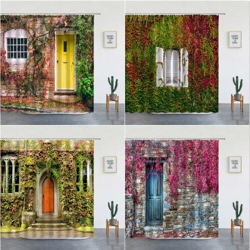 3D European Rural Town Street Landscape Shower Curtains Set Retro Building Bathroom Decoration Luxury Polyester Bathtub Screen