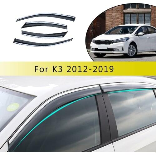 4pcs Car Styling Smoke Window Sun Rain Visor Deflector Guard For Kia K3 2012 2013 2014 2015/2016 2017 2018 Accessories