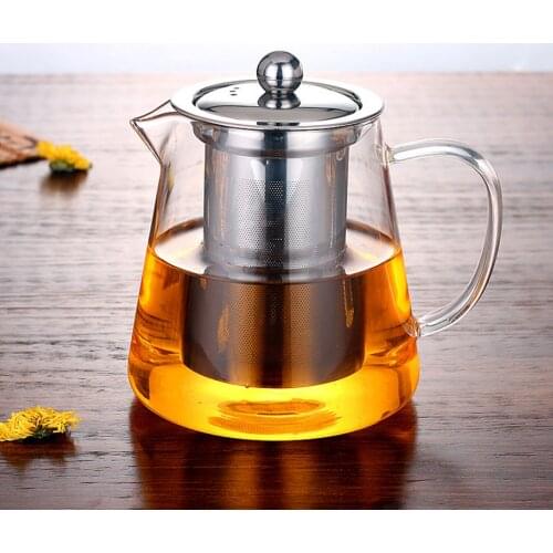 450ml 15oz Clear Glass Teapot High Temperature Resistant Loose Leaf Flower Tea Pot Maker Brewer with Strainer Lid