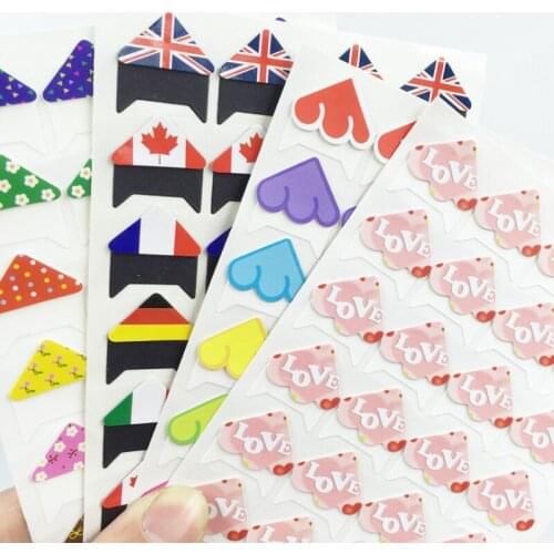 6 Sheets Corner Stickers DIY Floral Print Flag Multicolor Corner Paper Stickers For Photo Albums Frame Decoration Scrapbooking