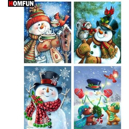 HOMFUN Full Square/Round Drill 5D DIY Diamond Painting "Christmas snowman" 3D Embroidery Cross Stitch 5D Home Decor Gift