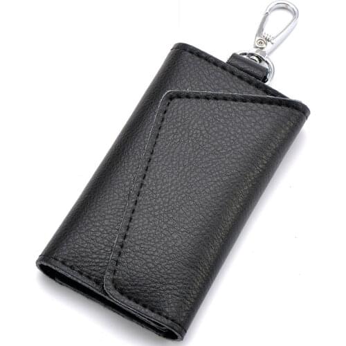 Leather Keychain Men Women Key Holder Organizer Pouch Cow Split Car Key Wallet Housekeeper Key Case Mini Multifunction Card Bag