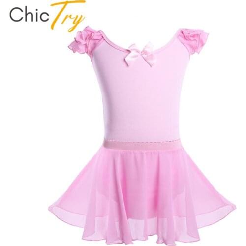 ChicTry Girls Ballet Leotard with Chiffon Ballet Tutu Skirt Set Stage Dance Costume Children Gymnastics Leotard Kids Dance Wear