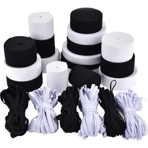 Width 0.6-5cm 5M White Black Elastic Band Spandex Belt Trim Sewing/Ribbon Clothes Flex Sewing Material for Shorts Skirt Trouse