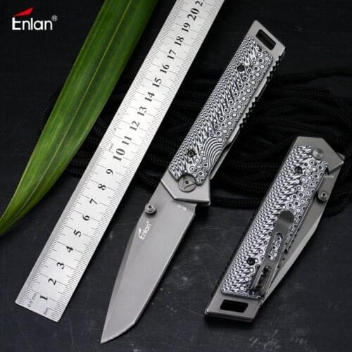 ENLAN EL-17HT Outdoor Knife 8Cr13mov Steel, Micarta Handle Flipper Ball Bearing Folding knives Camping Survival Tool EDC Knife