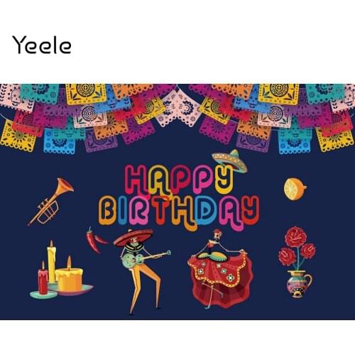 Yeele Mexican Day Of The Dead Backdrop Photocall Candle Banner Photography Background Prop Party For Photo Studio Photographic