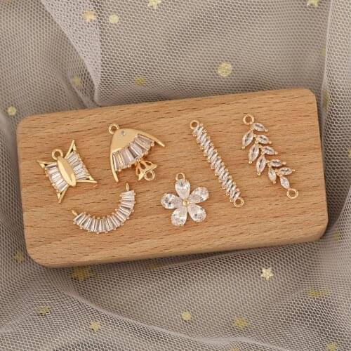 HAOSAW 4Pcs Jewelry Accessories/Pendants/DIY Making/CZ Charms/Connector/Multi shapes/Hand Made/Jewelry Findings & Components