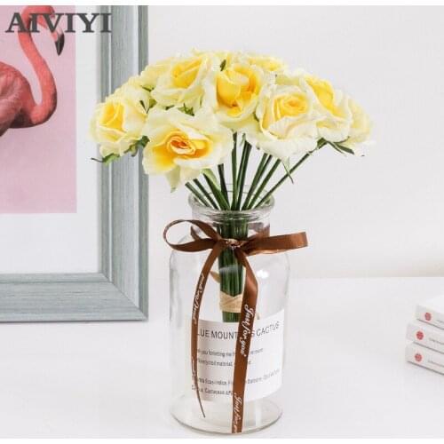 Artificial Flower Wedding Arrangement 18 Rose Bouquet Home Hotel Green Plant Potted Decorative Rose