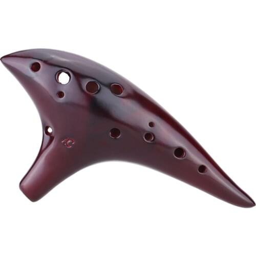 12 Holes Ceramic Ocarina Flute Alto C Smoked Burn Submarine Style Musical Instrument with Music Score for Beginner