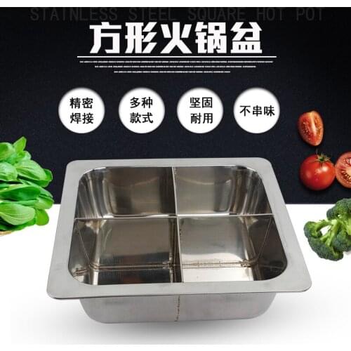 Chinese Sichuan stainless steel thickening household square Shabu flavors hot pot chafing dish cooker soup warm pot chafingdish