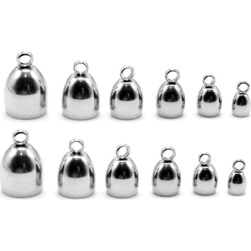 10pcs/lot Stainless Steel 3/4/5/6/7mm End Caps for Leather Cord Necklace Bracelet Silver Tone Tassel Caps for Diy Jewelry Making