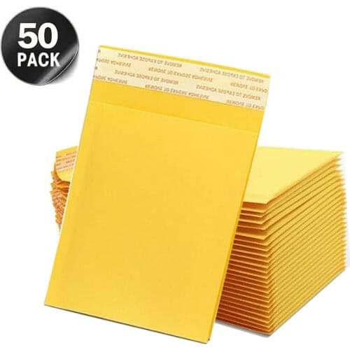 50pcs Kraft Paper Shipping Mail gift Store Envelopes for Bubble Padded Mailing Gift Packaging Mailer Self Seal Courier Storage