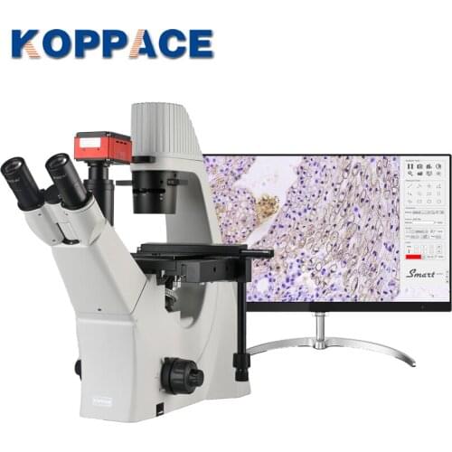 KOPPACE 100X-400X 4K 8.3 MP Research-Grade Trinocular Inverted Compound lab Microscope Phase Contrast Biological Microscope