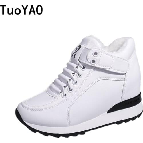 Women Winter Platform Shoes White Breathable Women Chunky Sneakers 6.5CM Thick Sole Trainers Sneakers Woman Deportivas Mujer New