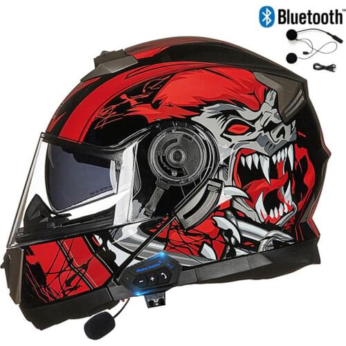 GXT Waterproof Bluetooth Helmet DOT Men Motorcycle Helmet Dual Lens Motocross Moto Helmet Flip Up Casco Moto Capacete Casque