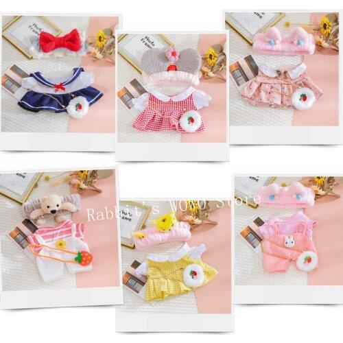 30cm Stuffed Dolls Accessories LaLafanfan Cafe Duck Dog with Clothes Plush Toy Cartoon Hoodie Clothing Hair Band Kids Girls Gift